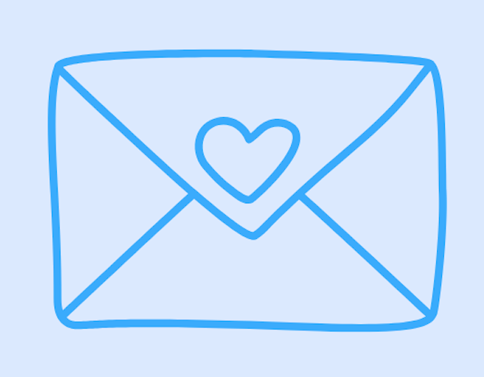 Envelope sealed with a heart